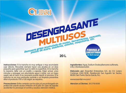 [HYB-OLI-0010] Desengrasante Liquido ULTRA 20 L 